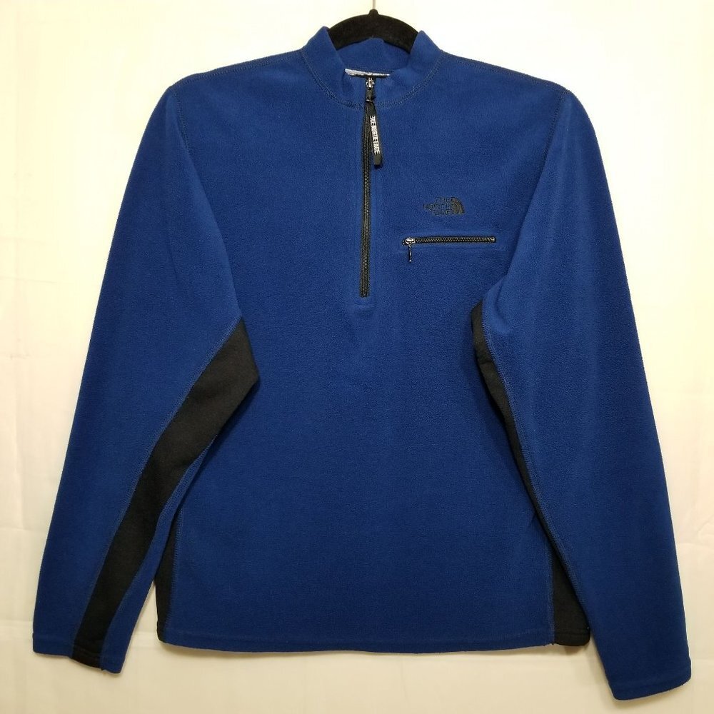 The North Face quarter zip fleece sweatshirt blue black size M? pullover